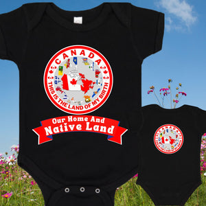 Canadian Provincal Flags Baby Onesie/This is The Land of My Birth Bodysuit