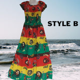 Bob Marley Free Style Fashion Dress/Bob Marley Summer Dress/Rasta Colors Beach Festival & Concerts Outfit/Gift