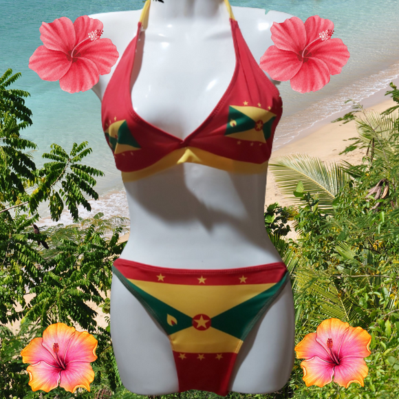 Grenadian Flag Two Piece Swimwear Bikini Grenada Carnival Beach