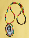 Bob Marley pendant beaded handmade necklace/Rasta Reggae Jamaican heritage souvenir