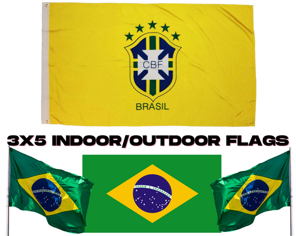 Brazil CBF Yellow 3x5  5 Star World Cup Flag
