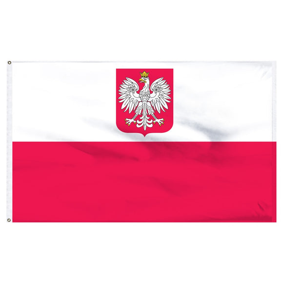Polish 3x5 Flag With Eagle