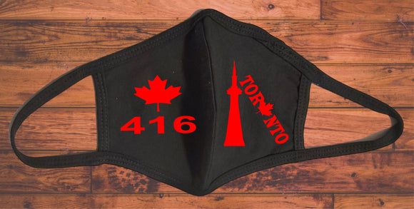 Toronto CN Tower customize face mask/416 Maple leaf face mask/Toronto skyline design/2 layer reusable/Souvenir