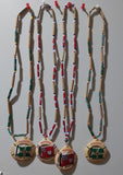 Necklace Bermuda beaded bamboo style/Bermudian hand carved wood pendant