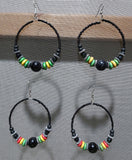 Jamaican Beaded Hoop Earring Rasta Colors/Fashion Jewelry
