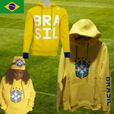 Brazil 5 Star Yellow Hoodie Sweatshirt