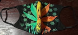 Weed face mask/Rasta color design/Weed with leave/Weed glow in the dark face mask/Ganja design 3D mask/2 Layers open pocket/Washable and reusable