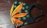 Weed face mask/Rasta color design/Weed with leave/Weed glow in the dark face mask/Ganja design 3D mask/2 Layers open pocket/Washable and reusable