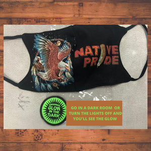 Eagle dreamcatcher face mask/Glow in the dark 3D print/Native American pride/2 Layers open pocket