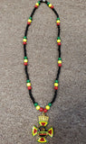Lion of Judah one love pendant necklace/Rasta colors beaded handmade fashion jewelry