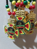 Lion of Judah one love pendant necklace/Rasta colors beaded handmade fashion jewelry