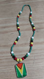 Guyana Map Pendant Beaded Necklace Handcrafted