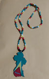 Guyana Map Pendant Beaded Necklace Handcrafted