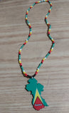 Guyana Map Pendant Beaded Necklace Handcrafted