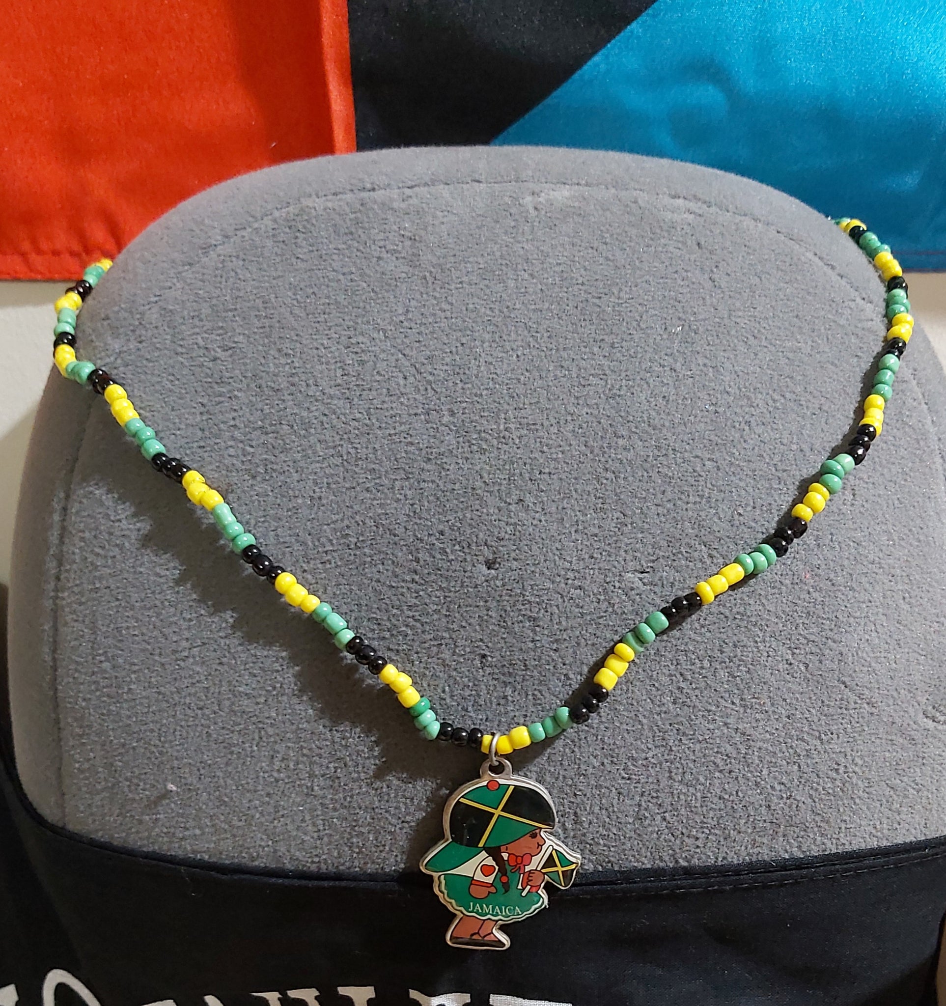 Beaded SA Flag Necklace, Gcebeshe