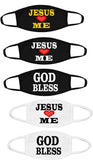 God bless face/Jesus loves me face/Religious bold expression/Reusable 2 layers