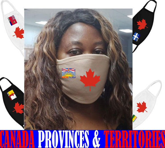 Canada provincial flag face mask/ Reusable face mask/2 layers maple leaf design