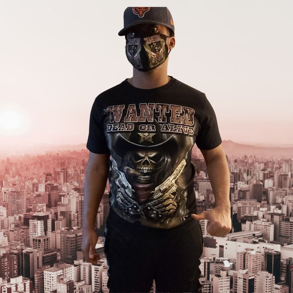 Wanted  Dead Or Alive Skull Glow Shirt And Mask