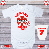 Canada Newest Soccer Fan Baby Onesie Personalize/Souvenir Gift