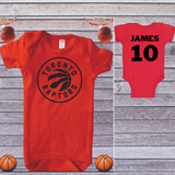 Toronto Raptors Newest Fan Red Personalize Baby Onesie