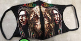 Bob Marley customize face mask/Bob Marley and Rasta Lion/3D graphic print/Glow in the dark/2 layers open slot/Souvenir/Gift
