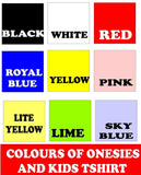 Black White Red Royal Blue Yellow Pink Color Onesie
