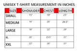 T-shirt size Medium, Large, XL, XXL