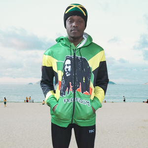 Jamaican flag double sided Bob Marley freedom hoody/Reggae souvenir pullover