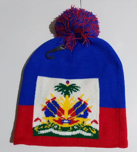 Haiti Flag Knitted Beanie Toque Cap Winter Gear
