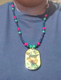 Marcus Garvey pendant beaded necklace/Pan Afro Jewelry black history month souvenir