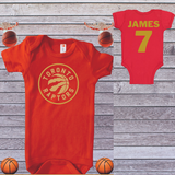 Toronto Raptors Newest Fan Red And Gold Personalize Baby Onesie