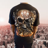 3D Skull Flames Glow In The Dark Biker Shirt