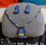 St Lucia flag necklace and earring/St Lucian carnival style beaded jewelry
